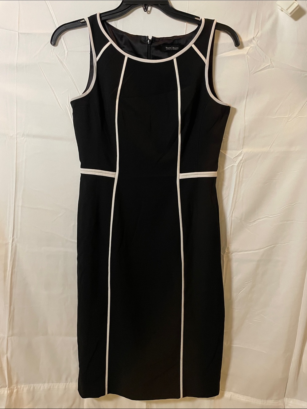 White House Black Market Black Dress with White Piping